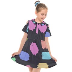 Many Colors Pattern Seamless Kids  Short Sleeve Shirt Dress by Dutashop