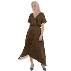 Cafe Noir Cross Front Sharkbite Hem Maxi Dress by FabChoice