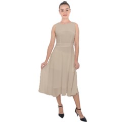 Frosted Almond Midi Tie-back Chiffon Dress by FabChoice