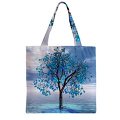 Crystal Blue Tree Zipper Grocery Tote Bag by icarusismartdesigns