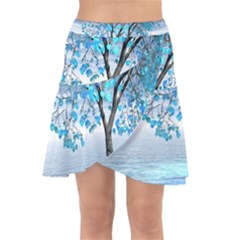 Crystal Blue Tree Wrap Front Skirt by icarusismartdesigns