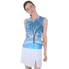 Crystal Blue Tree Women s Sleeveless Sports Top by icarusismartdesigns