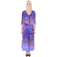 Tree Sunset Quarter Sleeve Wrap Maxi Dress by icarusismartdesigns