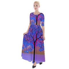 Tree Sunset Half Sleeves Maxi Dress by icarusismartdesigns