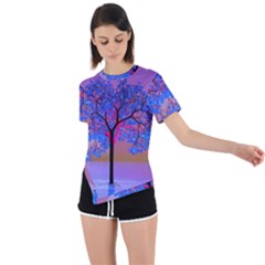 Tree Sunset Asymmetrical Short Sleeve Sports Tee by icarusismartdesigns