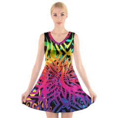 Abstract Jungle V-neck Sleeveless Dress by icarusismartdesigns