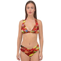 Floral Abstract Double Strap Halter Bikini Set by icarusismartdesigns