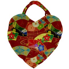 Floral Abstract Giant Heart Shaped Tote by icarusismartdesigns