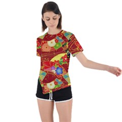 Floral Abstract Asymmetrical Short Sleeve Sports Tee by icarusismartdesigns