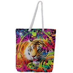 Tiger In The Jungle Full Print Rope Handle Tote (large) by icarusismartdesigns