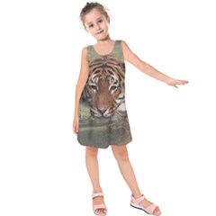 Swimming Tiger Kids  Sleeveless Dress by ExtraGoodSauce