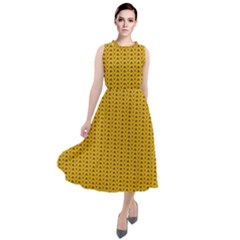 Yellow Knitted Pattern Round Neck Boho Dress by goljakoff