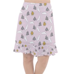 Birds In The Sky  Fishtail Chiffon Skirt by SychEva