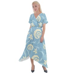 Blue Fantasy Cross Front Sharkbite Hem Maxi Dress by Eskimos