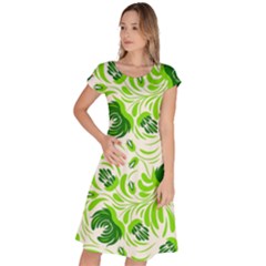 Green Leaves Classic Short Sleeve Dress by Eskimos