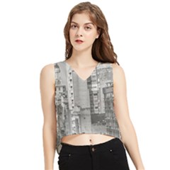 Aerial View Montevideo Uruguay V-neck Cropped Tank Top by dflcprintsclothing