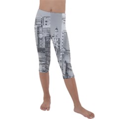 Aerial View Montevideo Uruguay Kids  Lightweight Velour Capri Leggings  by dflcprintsclothing