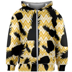 Ananas Chevrons Noir/jaune Kids  Zipper Hoodie Without Drawstring by kcreatif