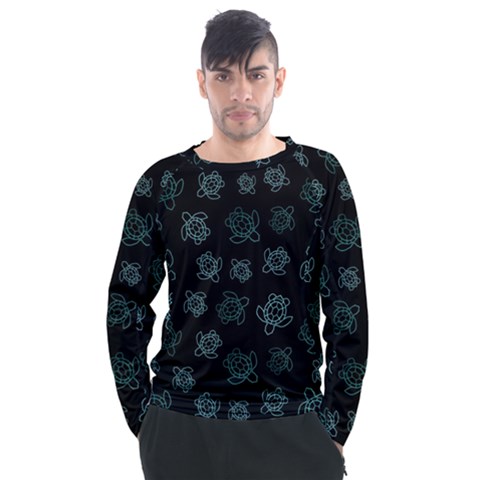 Blue Turtles On Black Men s Long Sleeve Raglan Tee by contemporary