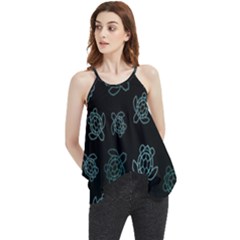 Blue Turtles On Black Flowy Camisole Tank Top by contemporary