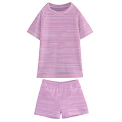 Pink Knitted Pattern Kids  Swim Tee And Shorts Set by goljakoff