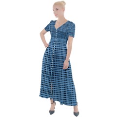 Blue Knitted Pattern Button Up Short Sleeve Maxi Dress by goljakoff