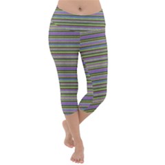 Line Knitted Pattern Lightweight Velour Capri Yoga Leggings by goljakoff