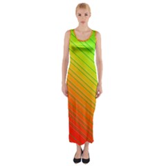 Orange Green Gradient Hunter Fitted Maxi Dress by Dutashop