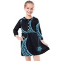 Moon Star Neon Wallpaper Kids  Quarter Sleeve Shirt Dress View1