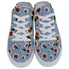 Delicate Hibiscus Flowers On A Blue Background Half Slippers by SychEva