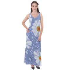 Chamomile Flowers Sleeveless Velour Maxi Dress by goljakoff