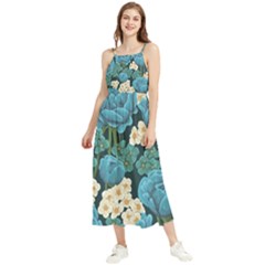 Blue Flowers Boho Sleeveless Summer Dress by goljakoff