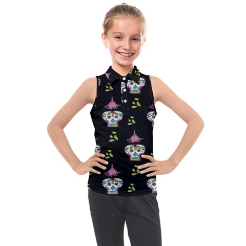 Skull Pattern Kids  Sleeveless Polo Tee by Sparkle