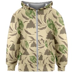 Folk Floral Pattern  Flowers Print  Kids  Zipper Hoodie Without Drawstring by Eskimos