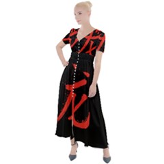 Dragon Hieroglyph Button Up Short Sleeve Maxi Dress by goljakoff