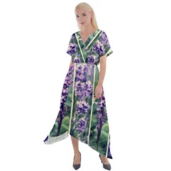 Collage Fleurs Violette Cross Front Sharkbite Hem Maxi Dress by kcreatif