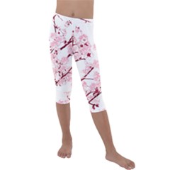 Fleurs De Cerisier Kids  Lightweight Velour Capri Leggings  by kcreatif