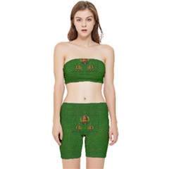 Lady Cartoon Love Her Tulips In Peace Stretch Shorts And Tube Top Set by pepitasart