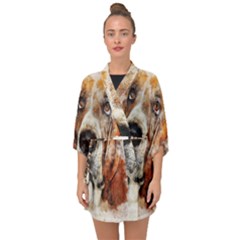 Dog Paint Half Sleeve Chiffon Kimono by goljakoff