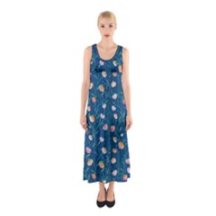 Unusual Flowers Sleeveless Maxi Dress by SychEva