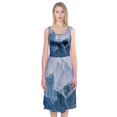 Blue Ice Mountain Midi Sleeveless Dress by goljakoff