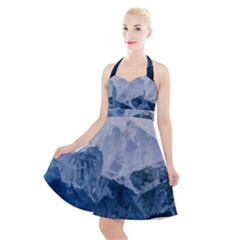 Blue Ice Mountain Halter Party Swing Dress  by goljakoff