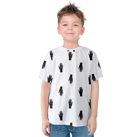 Vampire Hand Motif Graphic Print Pattern Kids  Cotton Tee by dflcprintsclothing