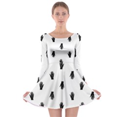 Vampire Hand Motif Graphic Print Pattern Long Sleeve Skater Dress by dflcprintsclothing