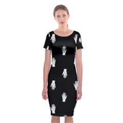 Vampire Hand Motif Graphic Print Pattern 2 Classic Short Sleeve Midi Dress by dflcprintsclothing