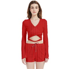 Zappwaits Velvet Wrap Crop Top And Shorts Set by zappwaits