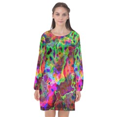 Electric Long Sleeve Chiffon Shift Dress  by JustToWear