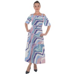 Vector Vivid Marble Pattern 11 Shoulder Straps Boho Maxi Dress  by goljakoff