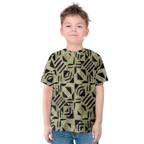 Linear Geometric Print Pattern Mosaic 2 Kids  Cotton Tee by dflcprintsclothing