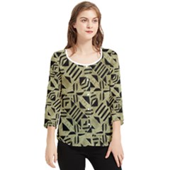 Linear Geometric Print Pattern Mosaic 2 Chiffon Quarter Sleeve Blouse by dflcprintsclothing